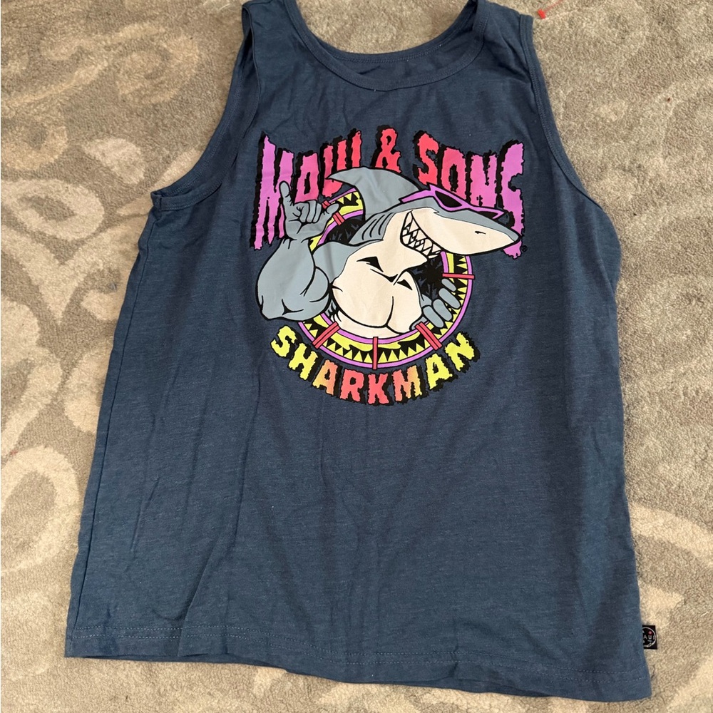 Boys Maui & Sons Blue Sharkman Tank Top